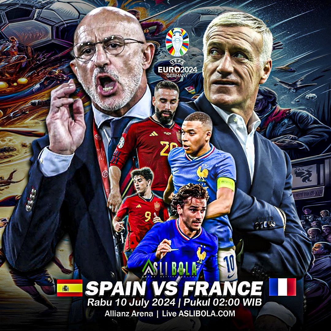 aslibola's tweet photo. Euro 2024 Semifinal Match

Spain Vs France
Rabu 10 July 2024 | Pukul 02.00 WIB
Allianz Arena 

#aslibola #slotgacor #mixparlay #balapanmotor #balapliar #france #spanyol #pialadunia https://t.co/UXHwjCaJ0B