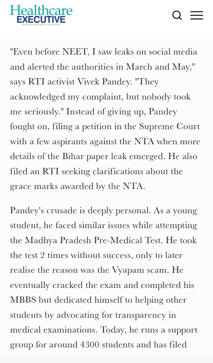 Vivekpandey21's tweet photo. "Even before NEET, I saw leaks on social media and alerted the authorities in March and May,"

"Patna police acknowledged my complaint"

"लड़ेंगे जीतेंगे अंत समय तक हार नही मानेंगे"

#neet_scam #neet2024scam
#NEET #NEET_परीक्षा #NEETPaperLeak2024 https://t.co/oFoVjJ2TKU