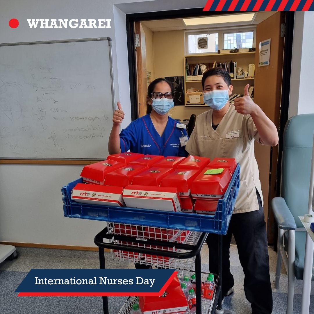 RRT_NZ's tweet photo. That’s a wrap! ⭐ RRT honored thousands of nurses worldwide on #InternationalNursesDay 👨‍⚕️🤗. Over 40,392 meals served across 7 countries, including the UK, NA, NZ, Argentina, France, Germany, &amp; Australia. Thank you to the 1,187 volunteers! 💞 #rrtcares @HealthNZ https://t.co/jSwQdVjJkX