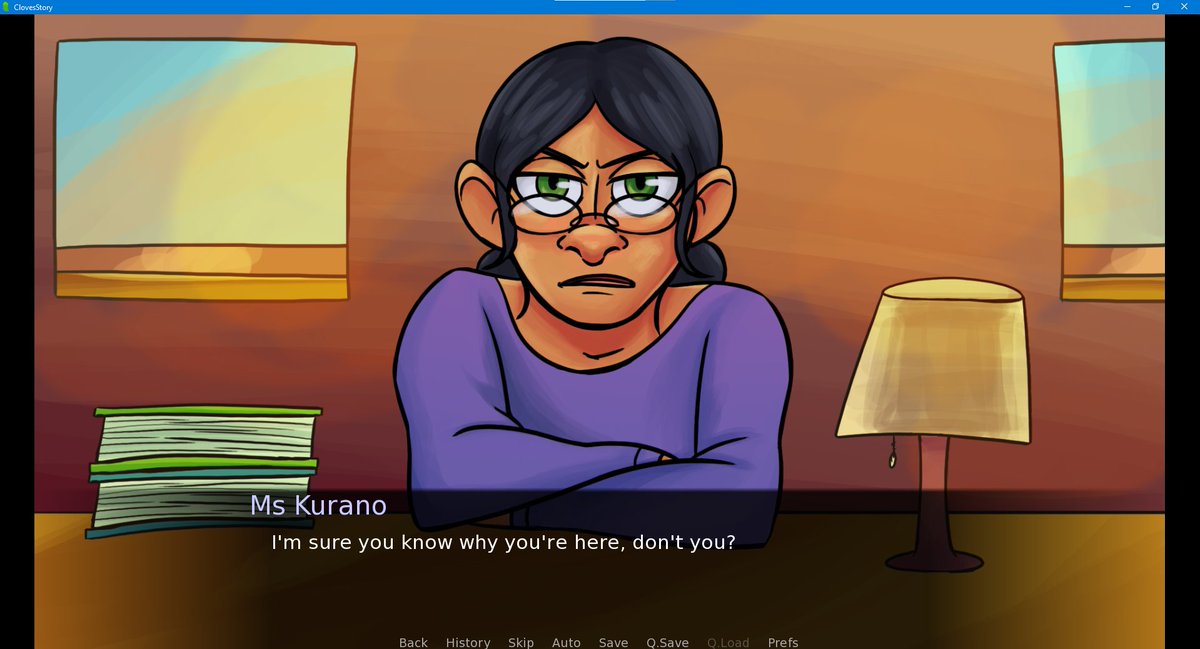 I made a lot of progress on my #O2A2VNJam project! I wrote the whole script in Ren'Py with rough progression (just need to clean up the syntax). Then I made some placeholder assets to line up where everything would be. And I just finalized the character and background art! #O2A2