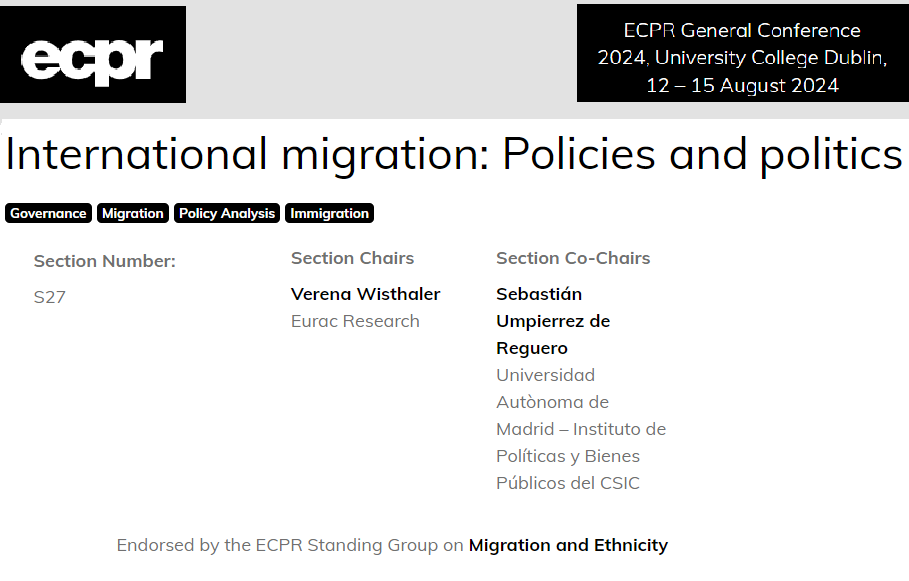 ECPR_Migration's tweet photo. Last week our @verena_wis and @sumpierrez1 chaired a fascinating @ECPR_Migration/@migcitpol workshop at @IMISCOE #Lisbon on #democraticDeficit from #citizenship and #migration studies!
Next step: our endorsed #section w/ 1⃣5⃣ #panels at #ecprgc24 !!! See you all in #Dublin 🇮🇪 https://t.co/Q50LJdaEwN