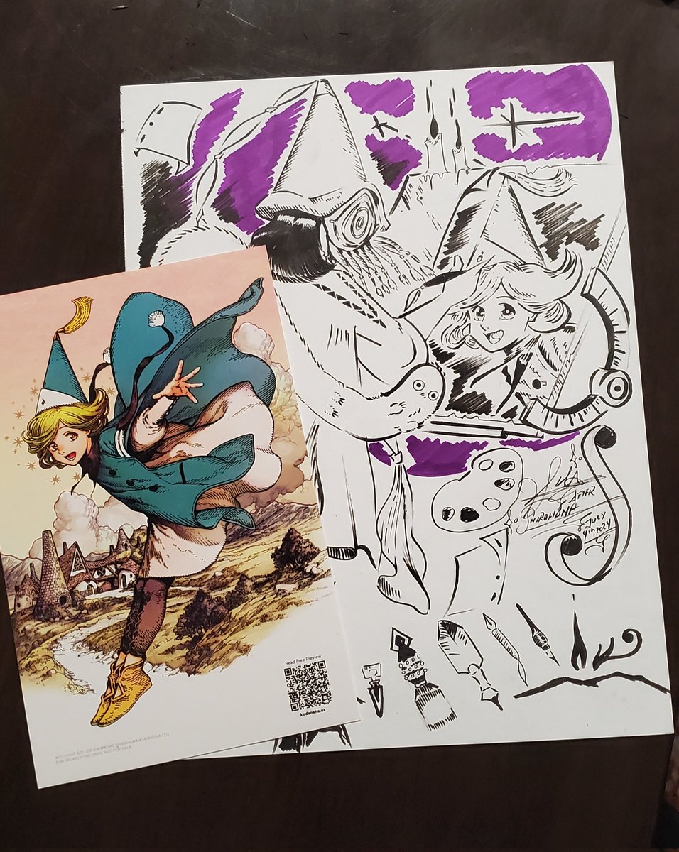 CrystalStarlite's tweet photo. My second drawing for I gifted to @shirahamakamome and @KodanshaManga ! From one mangaka to another, sharing all the love and appreciation. She's both an amazing artist and human being✨️ @AnimeExpo #WitchHatAtelier #とんがり帽子のアトリエ #AX2024 #AnimeExpo #AnimeExpo2024 https://t.co/kiM2wcJqua