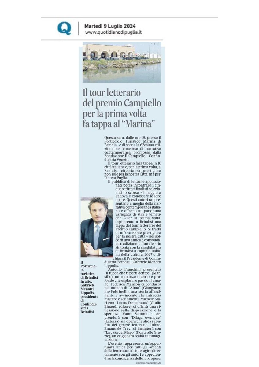 conf_brindisi's tweet photo. 62^ edizione del concorso di narrativa contemporanea promosso dalla Fondazione Il Campiello - Confindustria Veneto. 

@PremioCampiello
@Confindustria 
@ConfVeneto https://t.co/Z6Vwa8tmxY