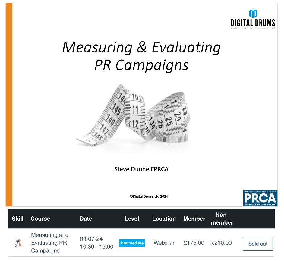 SteveDunne's tweet photo. Measurement & evaluation is not the sexiest topic in PR & comms management, but it's one of THE most important things to implement & understand - something realised by PR & comms professionals judging by our sold out webinar today for @PRCATraining. #PR #PRTraining #Measurement https://t.co/1blDfKPbnj