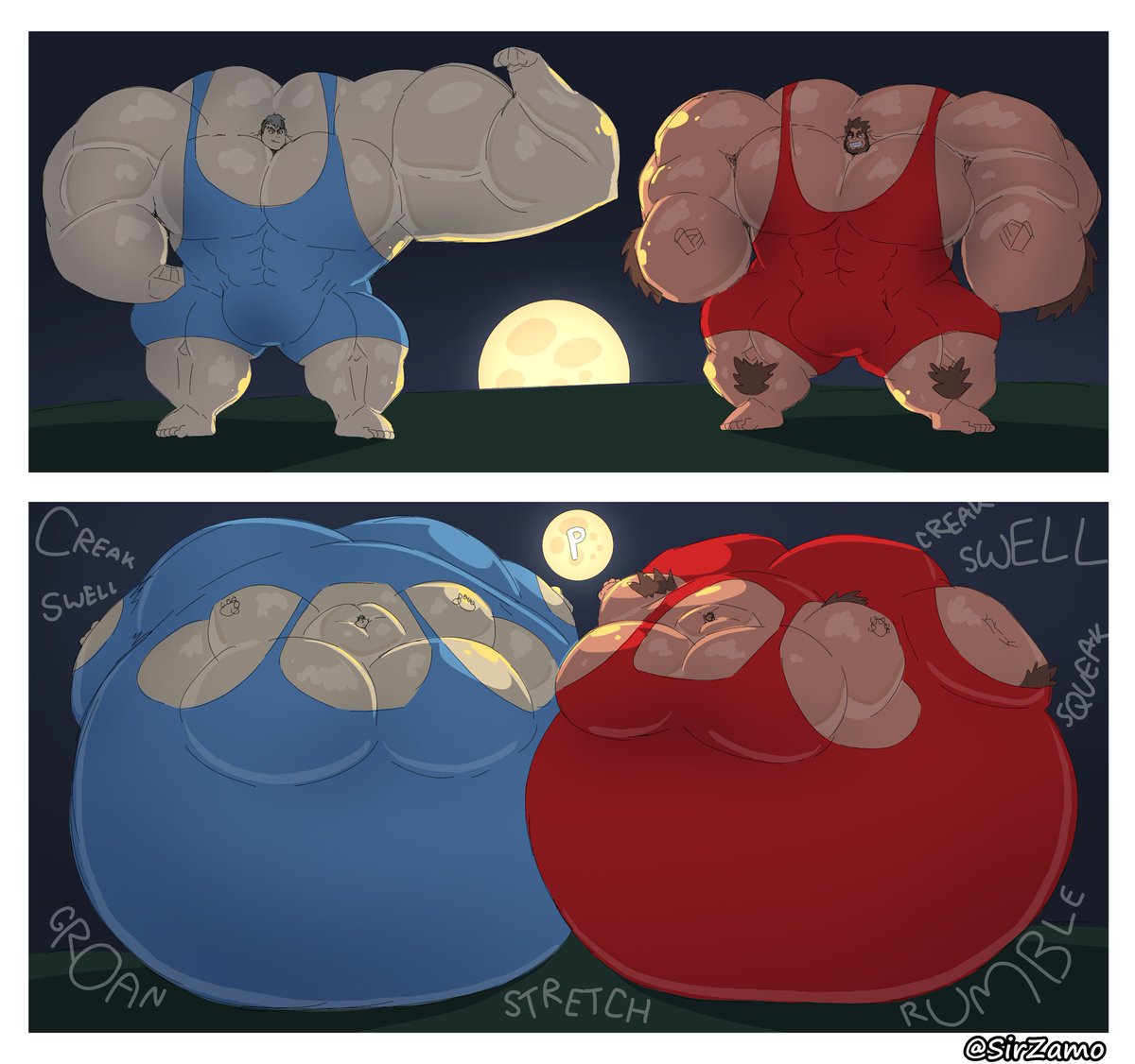 Scott and Damao wanted to show their pump under the full moonlight. Little did they know that the blimp moon tonight wanted to pump them into wereblimps. Looks like they got some more pumping to go.
Great stream work from <a href="/SirZamo/">sirzamo.bsky.social</a>