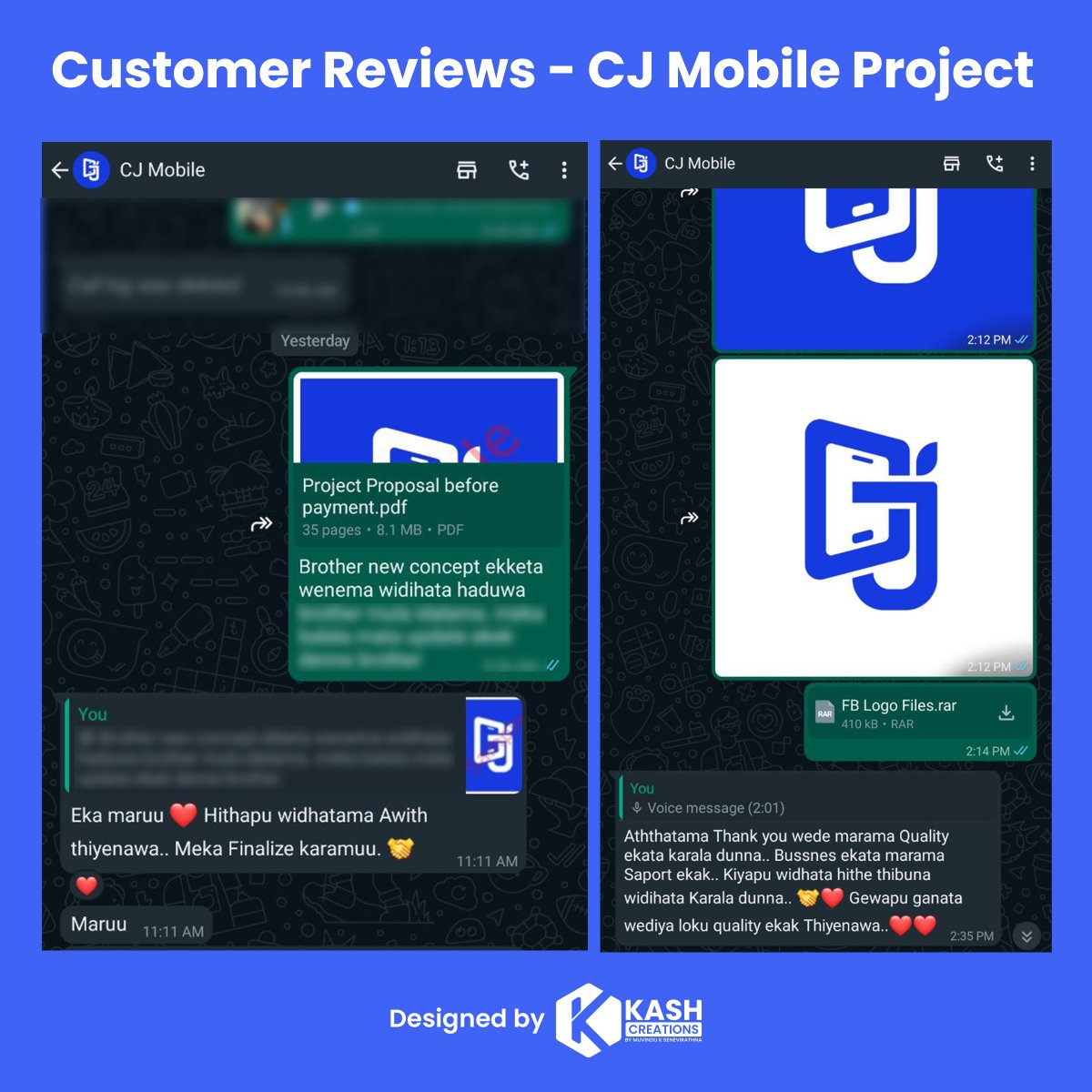 muvindu_ks's tweet photo. Customer Reviews on project 
--------------------------------
CJ Mobile Logo Design Project
by Kash Creations 

#muvindu #kashcreations #cjmobile #logodesign #branding #kegalle #srilanka #muvinudksenevirathna #muvindu_senevirathna #fyp #foryourpage #fyp2024 #onemillionaudition https://t.co/ArPIygjRPK