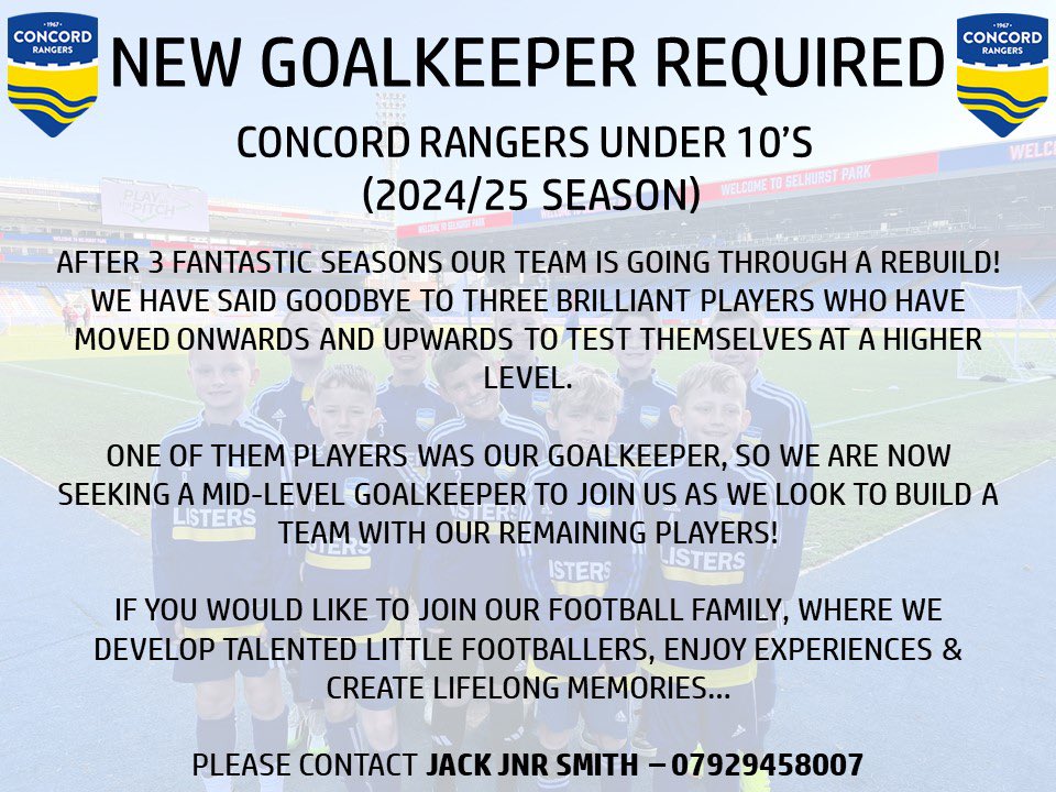 Great little side, and great coaches, looking for a GK ⚽️💥🧤🧤