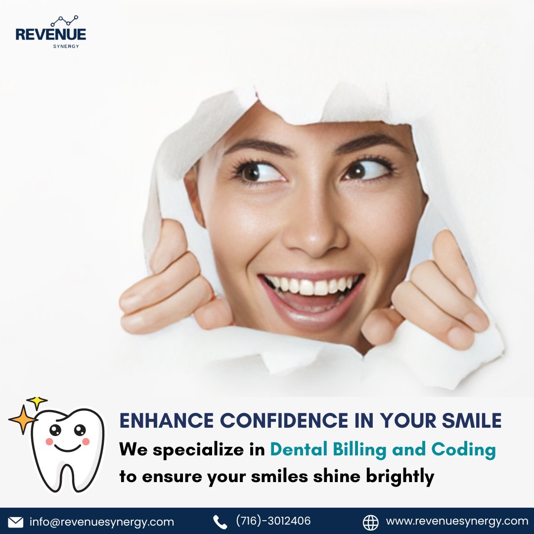 RevenueSynergy's tweet image. Uncover your best smile with our precise dental billing and coding services. Smile confidently!
#DentalBilling #DentalCoding #SmileConfidently #ExpertDentalServices #BillingAndCoding #HealthySmiles