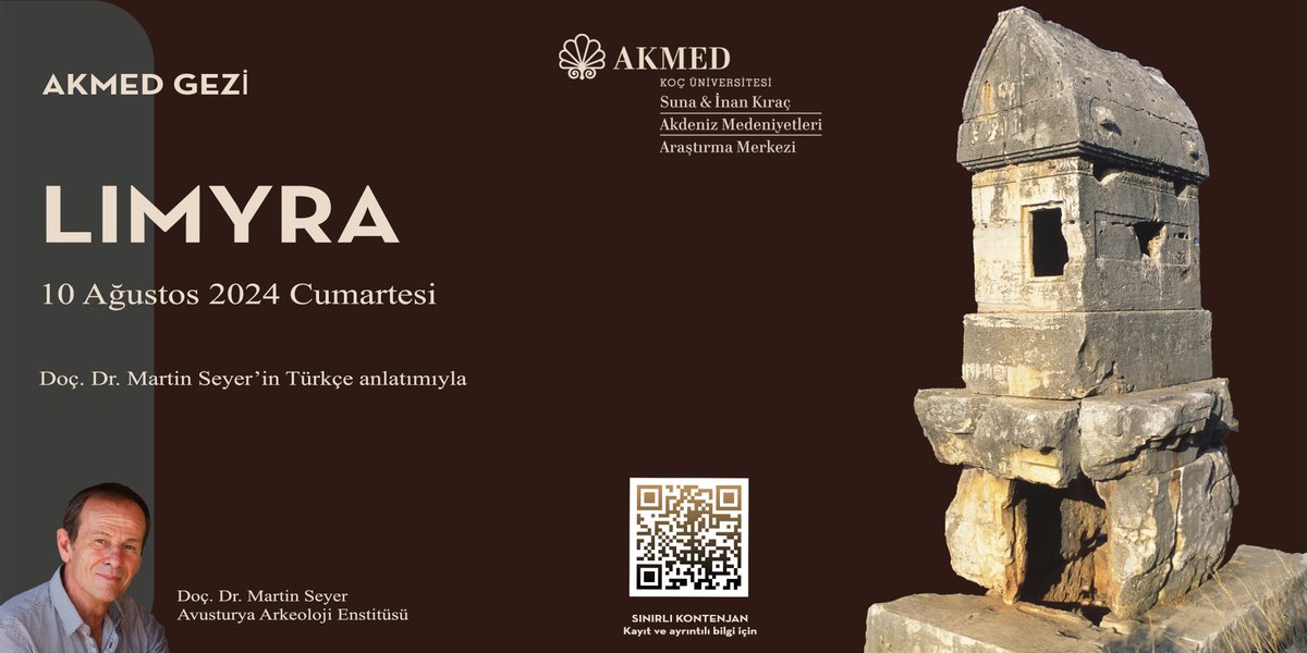 AKMED_Antalya's tweet image. #AKMED, arkeoloji meraklılarını AKMED GEZİ ayrıcalığı ile Akdeniz Bölgesi&apos;ndeki antik kentler, ören yerleri ve müzelerle buluşturuyor.
Kazı başkanı Doç. Dr. Martin Seyer ile Limyra Gezisi fırsatını kaçırmayın. Sınırlı kontenjan için başvurun.
akmed.ku.edu.tr/events/limyra/