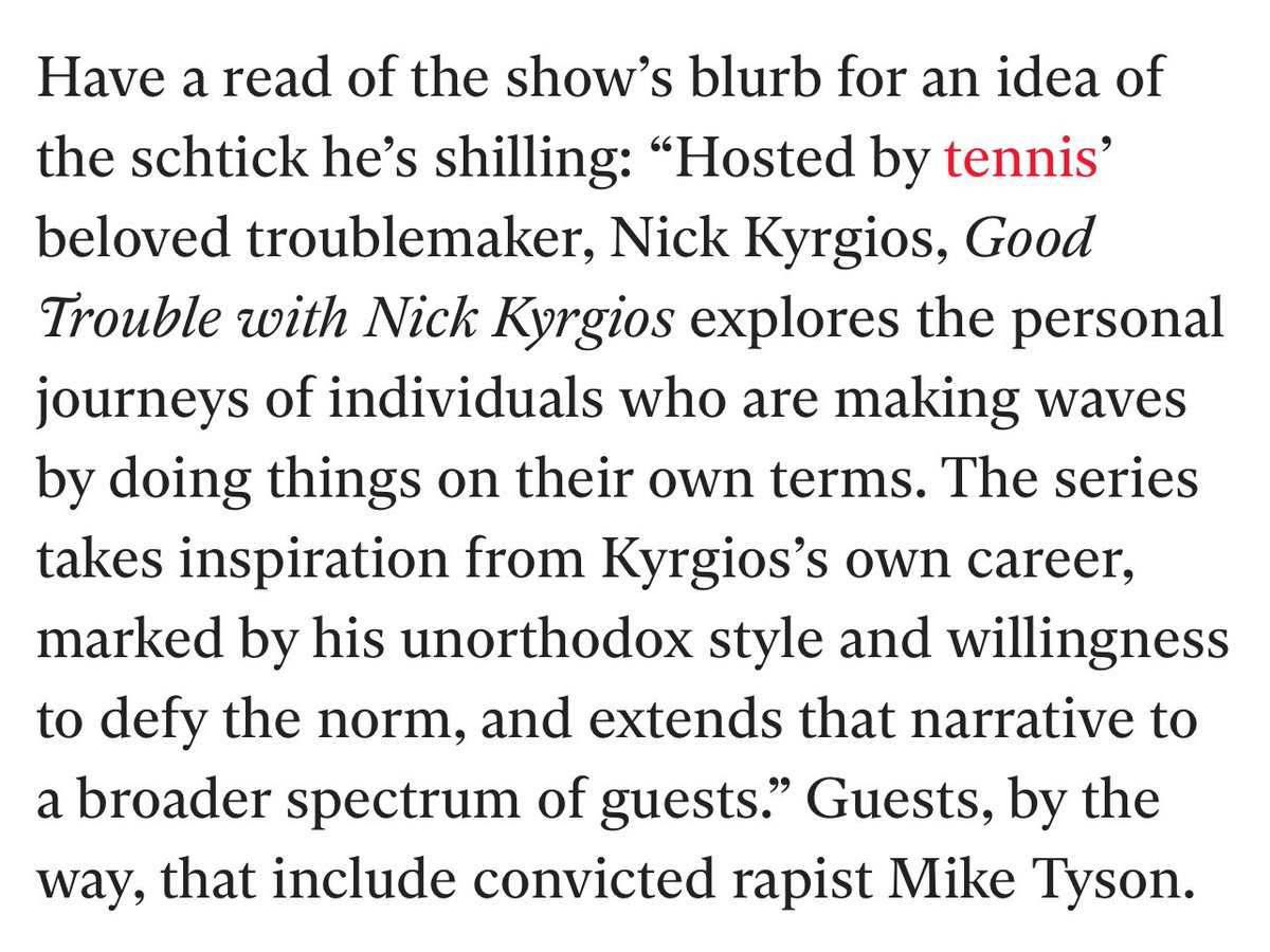 This is Kyrgios’ podcast blurb, as reported by Katie Edwards ⬇️