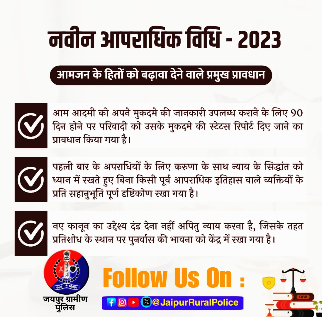PsSamodPolice's tweet photo. नवीन आपराधिक कानून 2023............... https://t.co/HPwEsUQaCi