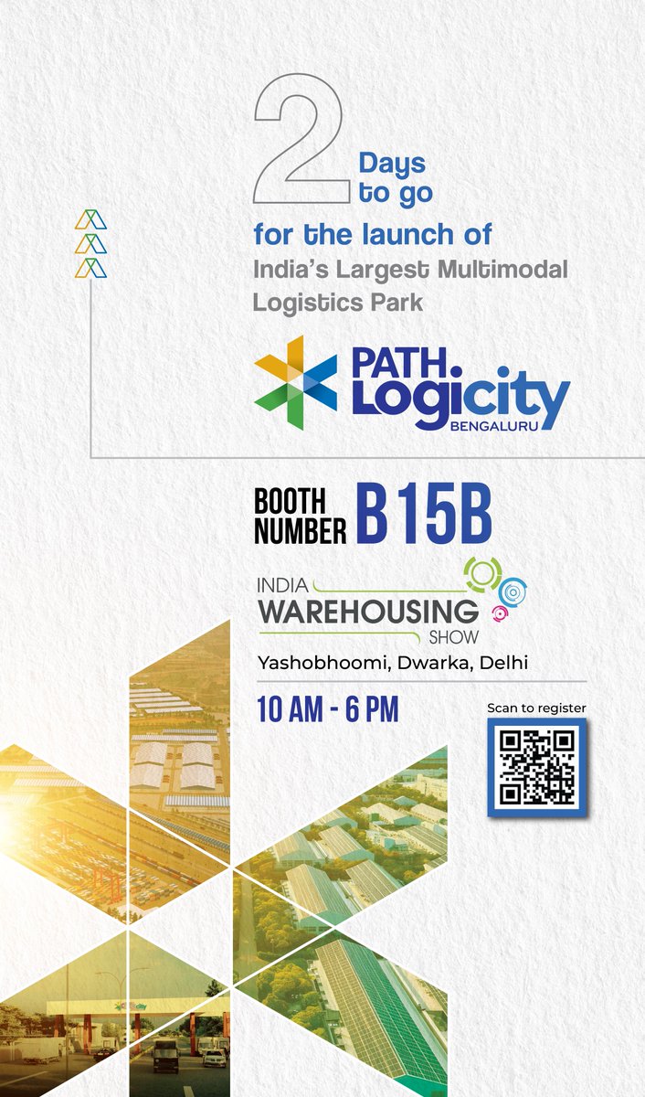 PATHIndiaLtd's tweet photo. Reminder: Join PATH India Ltd at the Indian Warehousing Show (IWS) from July 11th-13th, 2024, at Yashobhoomi Convention Center, Dwarka, Delhi (Stall B15B)! Register here: https://t.co/ZOGMv7a9Yu
#UrbanLogistics #Infrastructure #SustainableDevelopment #PATHLogicity https://t.co/93qFywVT7C
