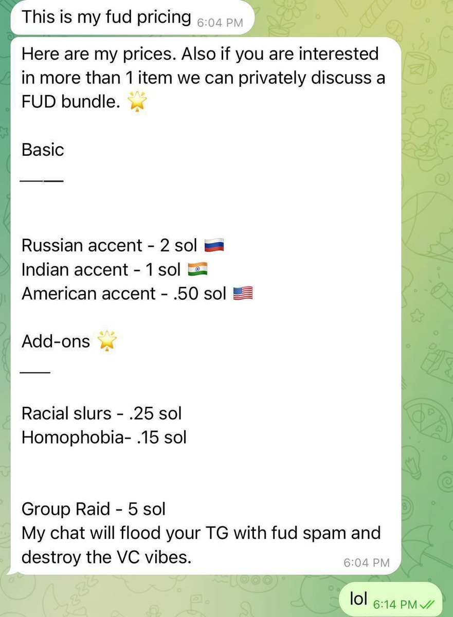 yelotree's tweet photo. bro times are so tough this dude has a FUD shopping list https://t.co/OKM9uL9uPY