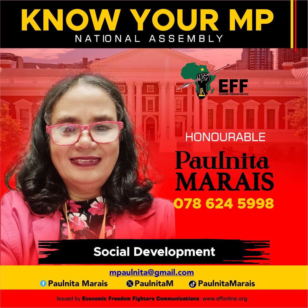 EFFSouthAfrica's tweet photo. ♦️Know Your EFF MPs♦️

The working class and poor now know they have got representatives in parliament.

Follow Your EFF MPs here:

 @PaulnitaM 
@khosimkhonto 
@YolzYako 

#EFFInParliament https://t.co/HOTeE0oEZw