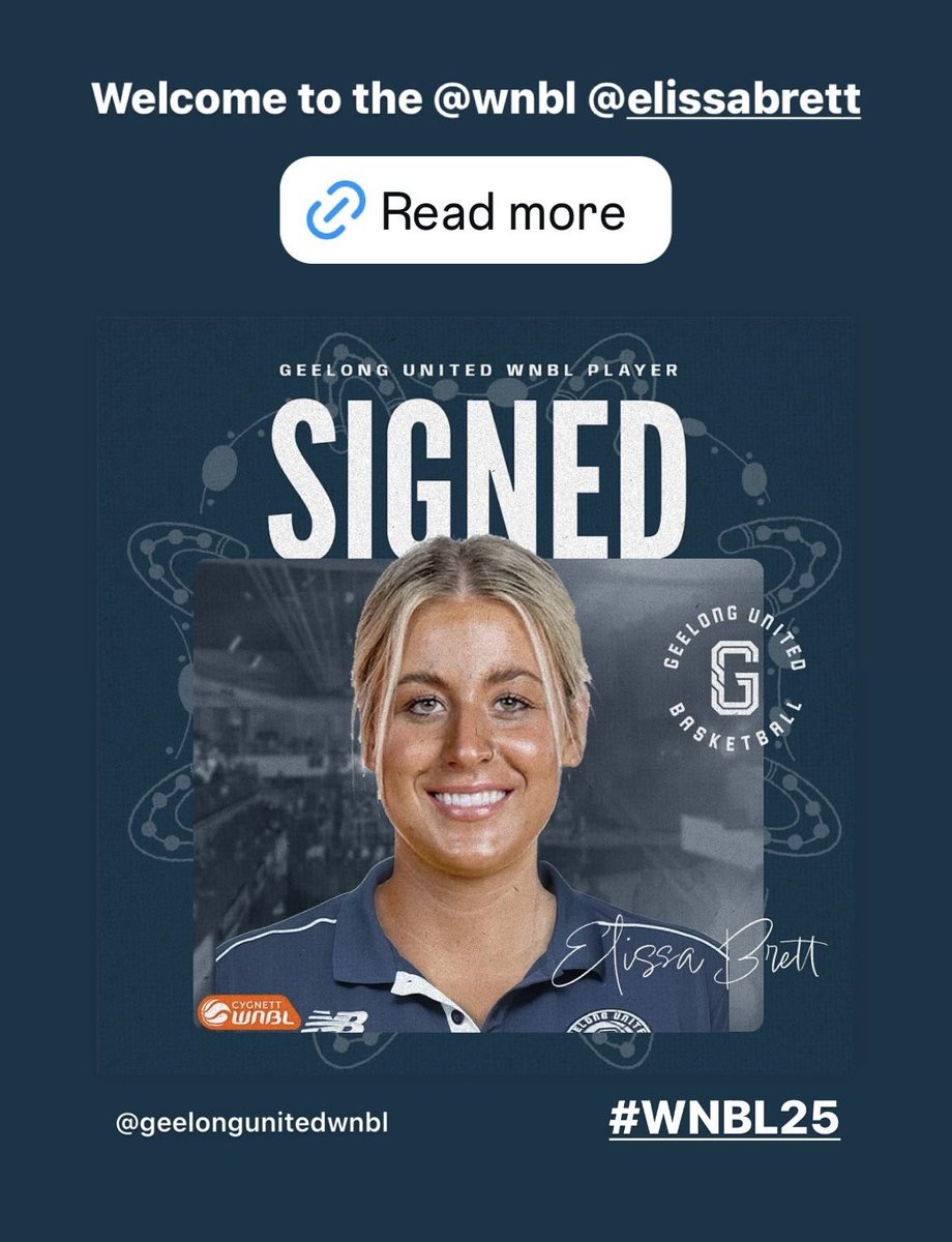 #GeelongUnited adds a new kid on the block <a href="/elissabrett/">Elissa Brett</a> … welcome to the <a href="/WNBL/">WNBL</a> Elissa!! #WNBL25 

Read more: bit.ly/45YlOCP