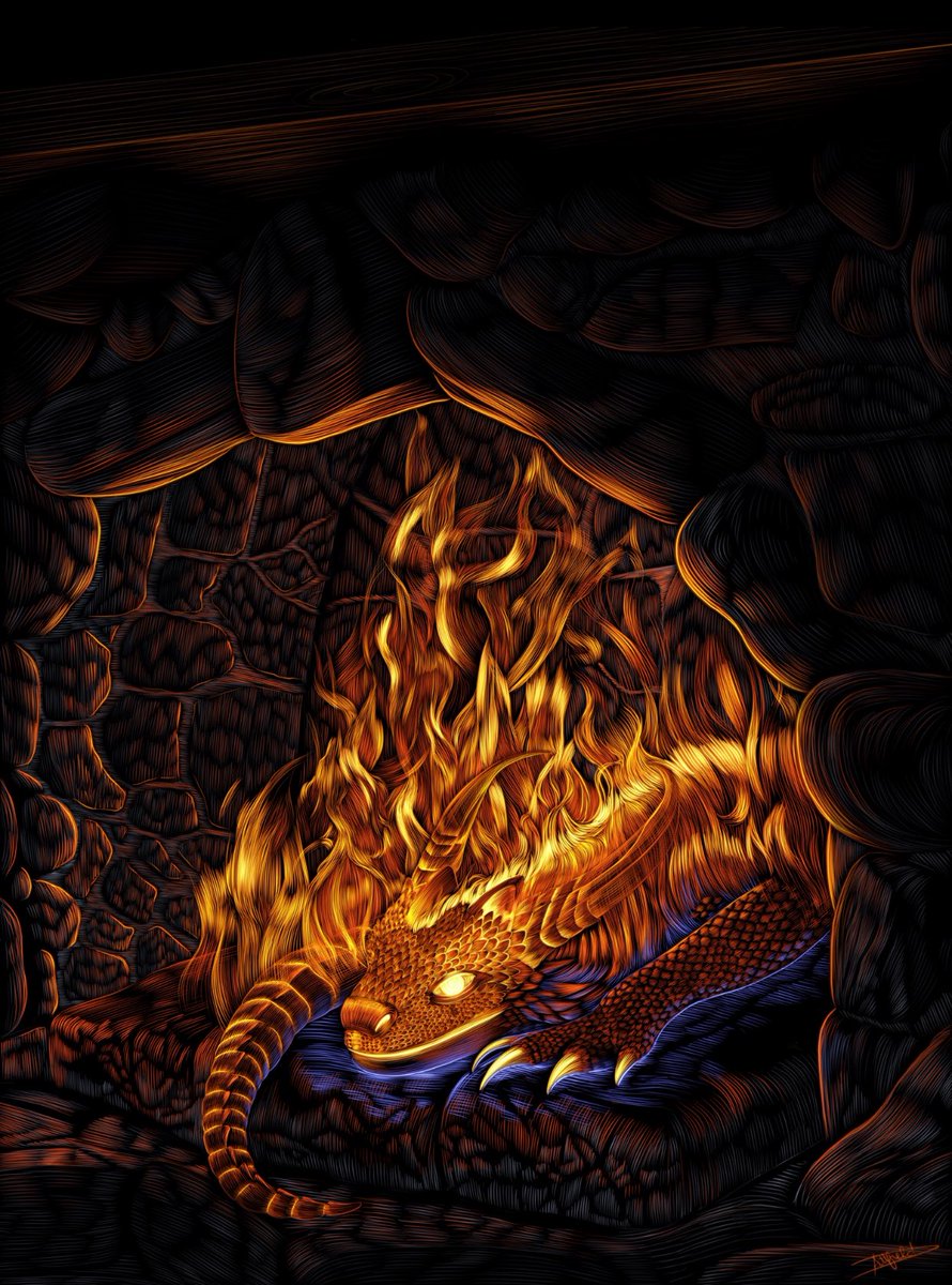 DaniellaDoodles's tweet image. Good morning and happy Tuesday! ☀️

‘The Dragon of Fire’
Available on @superrare 
Reserve of 0.25 ETH 
or 10 000 $RARE.

 As you sit by the warm fireplace 
On a cold and stormy night, 
A fire drake watches over you 
With smouldering eyes glowing bright.