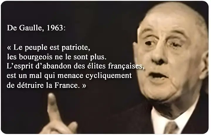 La citation exacte : "Le peuple est patriote. Les bourgeois ne le sont plus  ; c'est une classe abâtardie. Ils ont poussé à la collaboration il y a  vingt ans, à la