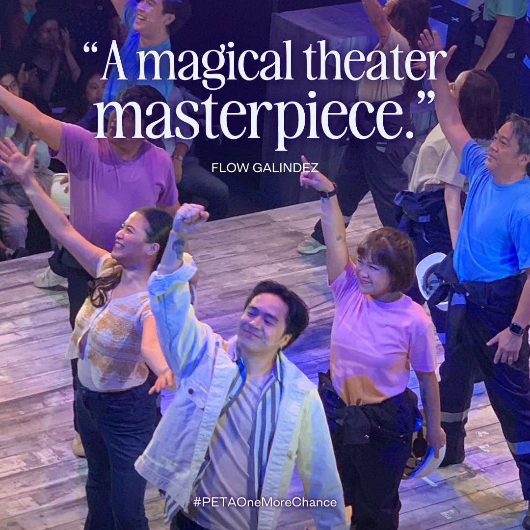 “When a timeless film combines with music that resonates with all ages, PETA creates a magical theater masterpiece.” - Flow Galindez

➡ #PETAOneMoreChance Rerun
🗓️ August 22 - October 27, 2024
📍 PETA Theater Center

Get your tickets now!
bit.ly/OMCRerunTickets 🎟️
