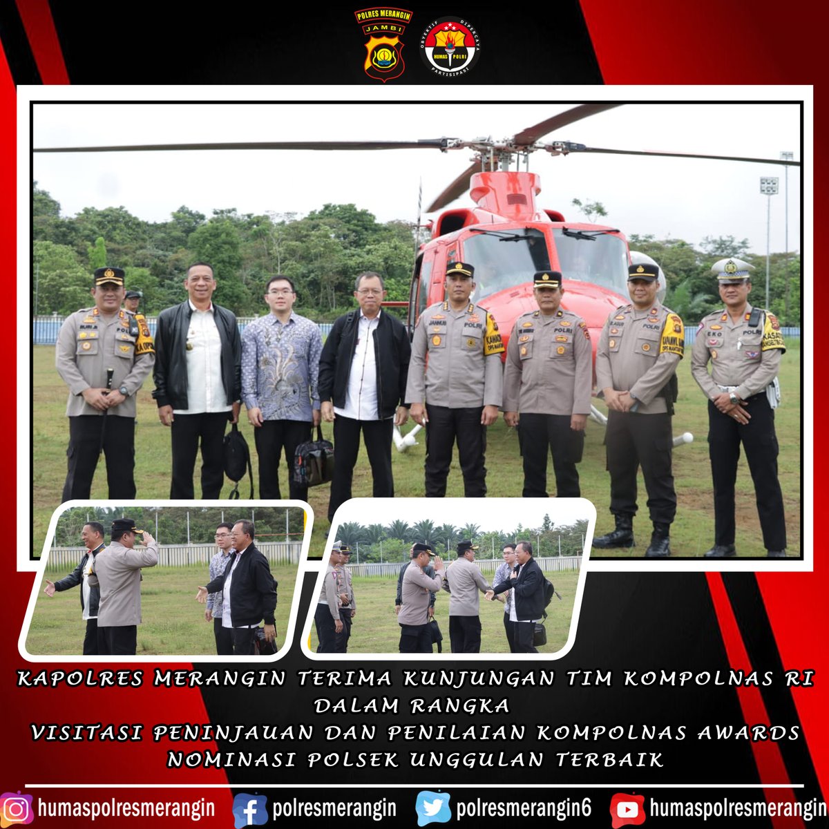 PolresMerangin6's tweet photo. Kapolres Merangin Terima Kunjungan Tim KOMPOLNAS RI Dalam Rangka Visitasi Peninjauan dan Penilaian KOMPOLNAS AWARDS NOMINASI "POLSEK UNGGULAN TERBAIK" 

#kapolresmerangin 
#akbpruriroberto 
#poldajambi 
#polresmerangin 
#merangin 
#jambi https://t.co/zEE7CaHH2U