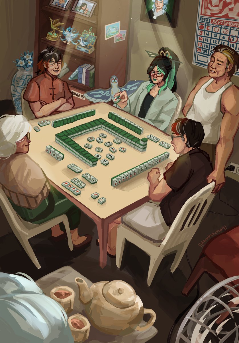 krabsticksart's tweet photo. mahjong game 🀄️

#xianyun #cloudretainer #zhongli #mooncarver #mountainshaper #madameping #streetwardrambler https://t.co/GcOQmriRlx