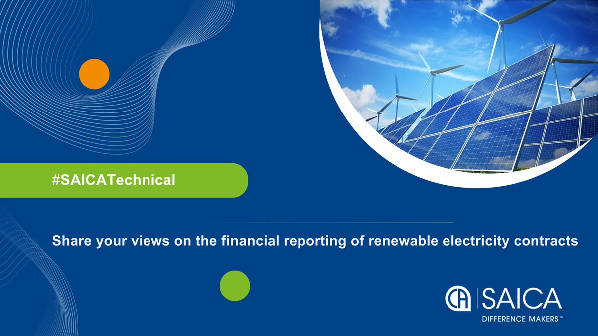 saica_za's tweet photo. 📄 Stakeholder Notice ⚡️
IASB proposes amendments for renewable electricity contracts – 7 August.
👨💻Read more at https://t.co/wKCSJXl9hB
#⃣ #SAICATechnical #FinancialReporting #IFRS9 #IFRS7 @IFRSFoundation