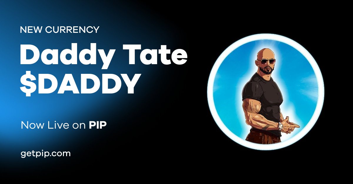 getpipcom's tweet photo. New Listing | $DADDY by @DaddyTateCTO

▪️ Send/Receive on the social platforms
▪️ Create Payment Links to send money 
▪️ Embed Pay Buttons on your website 
▪️ Create Invoices and Web3 profiles 

$100 $DADDY for two users 

RT and Like  🔁
Comment your pip tag with #Getpip https://t.co/jFoohSBzBc