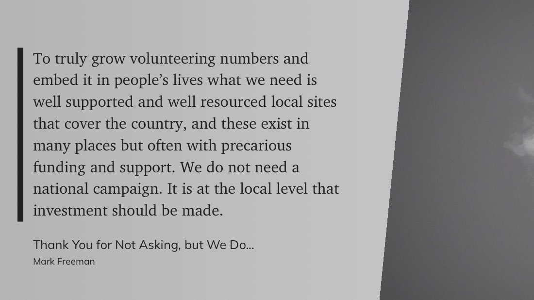 I've said it before and, with a new government in place in Westminster, I'll say it again — we need to make a better investment in local volunteering infrastructure.

That's the theme of this new #200WordTuesday post.

#LOVols #VolMgmt #Volunteering #VolunteerCentre