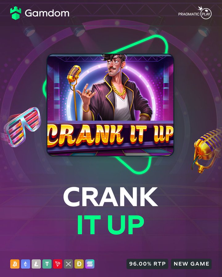 GamdomcasinoJP's tweet photo. /／
今回はPragmatic Play社による新作ゲームCrank It Upのご紹介！
\＼

終わらぬパーティーのなかで、大音量のテクノミュージックが響き渡る最大10,000倍の勝利金のチャンスのあるCraink it Upの世界に陶酔しよう！🎶🎉

⬇️カンタン登録でスグに遊べる⬇️
https://t.co/HrXMmoIo0w

@GamdomcasinoJP
を��ォロー&このポストをリポスト、IDをポストしてくれた方のだれかに、大音量のテクノミュージックの世界が降り立つかも？ 🍀