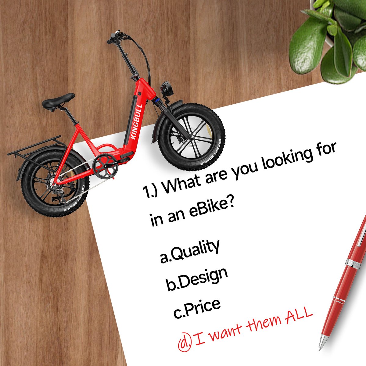 kingbullbike's tweet photo. A for Quality, B for Design, C for Price, and D for KINGBULL EBIKES!!!
Get the Literider with good quality&design&price๐ฅ https://t.co/xEfLFmuFeb
.
#FaceTheWind #KingbullBike #kingbullliterider #Ebike #ElectricBike #fattire #commuting #foldingebike #foldingbike #qualityebike https://t.co/6VQQXVG744