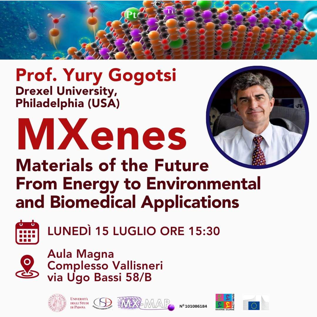 Laura__Fusco's tweet photo. We can't wait to welcome @gogotsi1 at the University of Padua! 

@UniPadova @dsb_unipd #MXenes @PhD_DSB_UniPD https://t.co/vgZISTAgBY