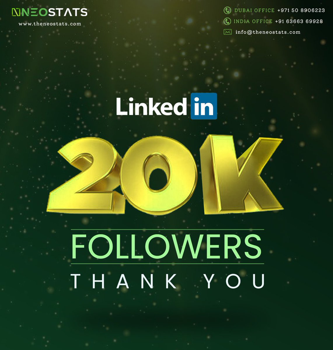 Neo_Stats's tweet photo. Thrilled to announce our LinkedIn community has grown to 20,000! 🙌 Thanks for your amazing support! Together, we share exciting content, job opportunities, and innovative updates. 

Here's to more milestones ahead! 🚀🌟

#NeoStats #CommunityMilestone #ThankYouFollower https://t.co/lriAnIroHv