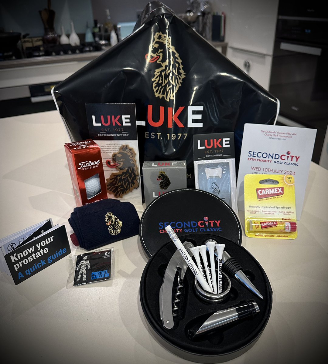 secondcityproam's tweet photo. One of the best things about organising a #charity pro am golf day is pulling together the goodie bag. Huge thanks to @LukeRoper @ProstateUK @graftonint @Carmex for all our wonderful goodies. Our #golfers will love them! See y’all tomorrow @LittleAstonGolf club. https://t.co/8ULfG1nSBc