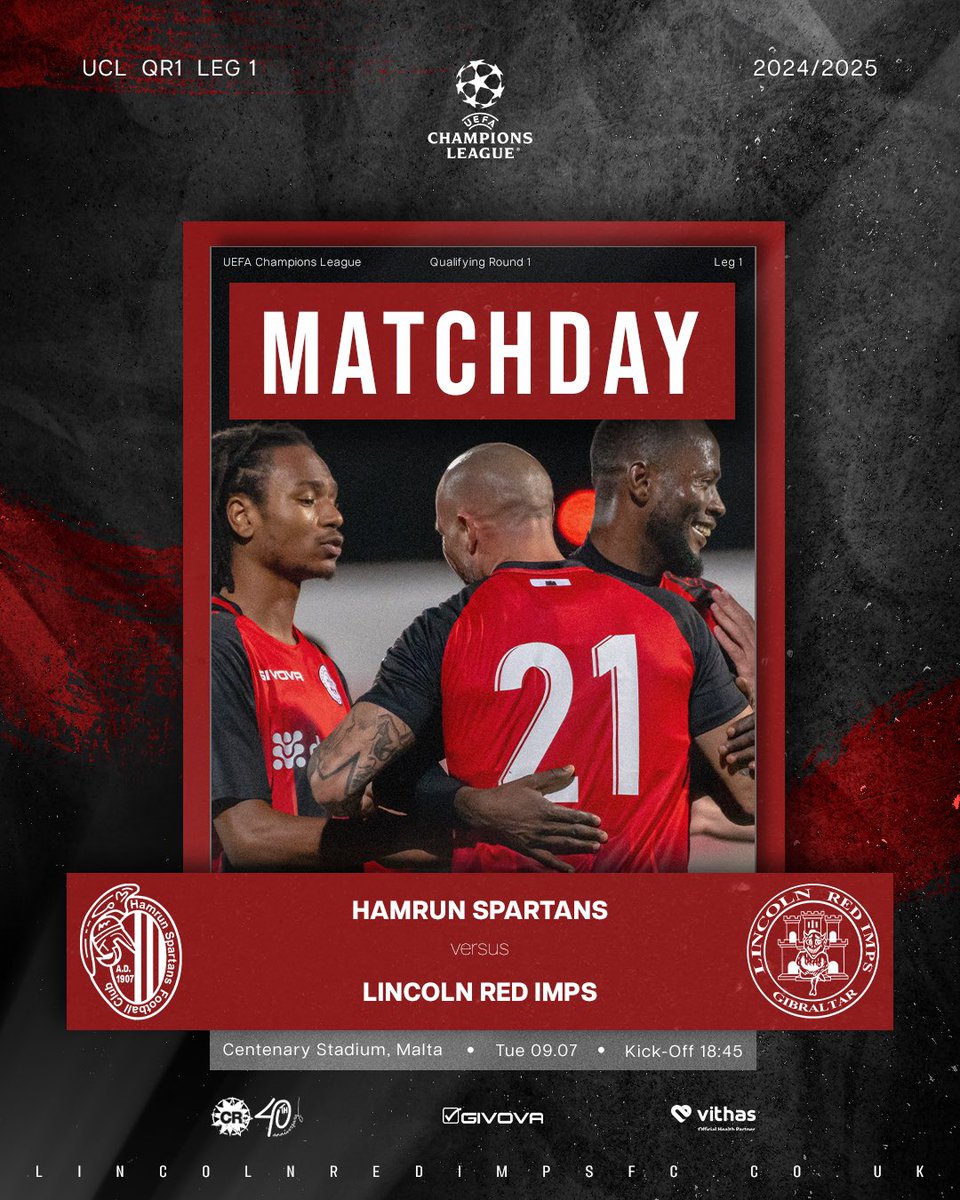 Lincoln Red Imps FC (@lincolnredimps) on Twitter photo It’s time⌛️
🆚 <a href="/fc_Hamrun/">Hamrun Spartans Football Club</a>
🏟️ Centenary Stadium
⏰ 18:45
🏆 <a href="/ChampionsLeague/">UEFA Champions League</a> It’s time⌛️
🆚 <a href="/fc_Hamrun/">Hamrun Spartans Football Club</a>
🏟️ Centenary Stadium
⏰ 18:45
🏆 <a href="/ChampionsLeague/">UEFA Champions League</a>