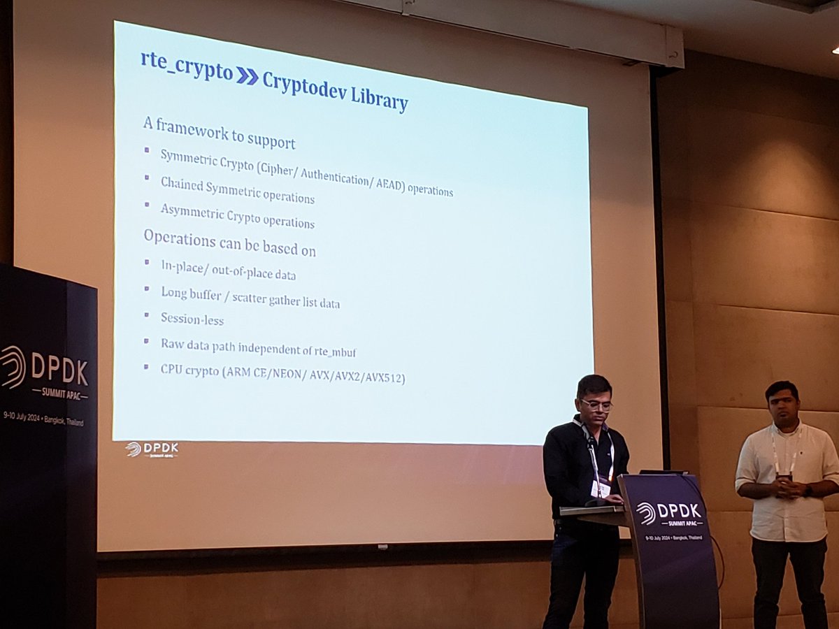 Akhil &amp; Anoob talk about crypto in #DPDK Summit at Bangkok, Thailand.