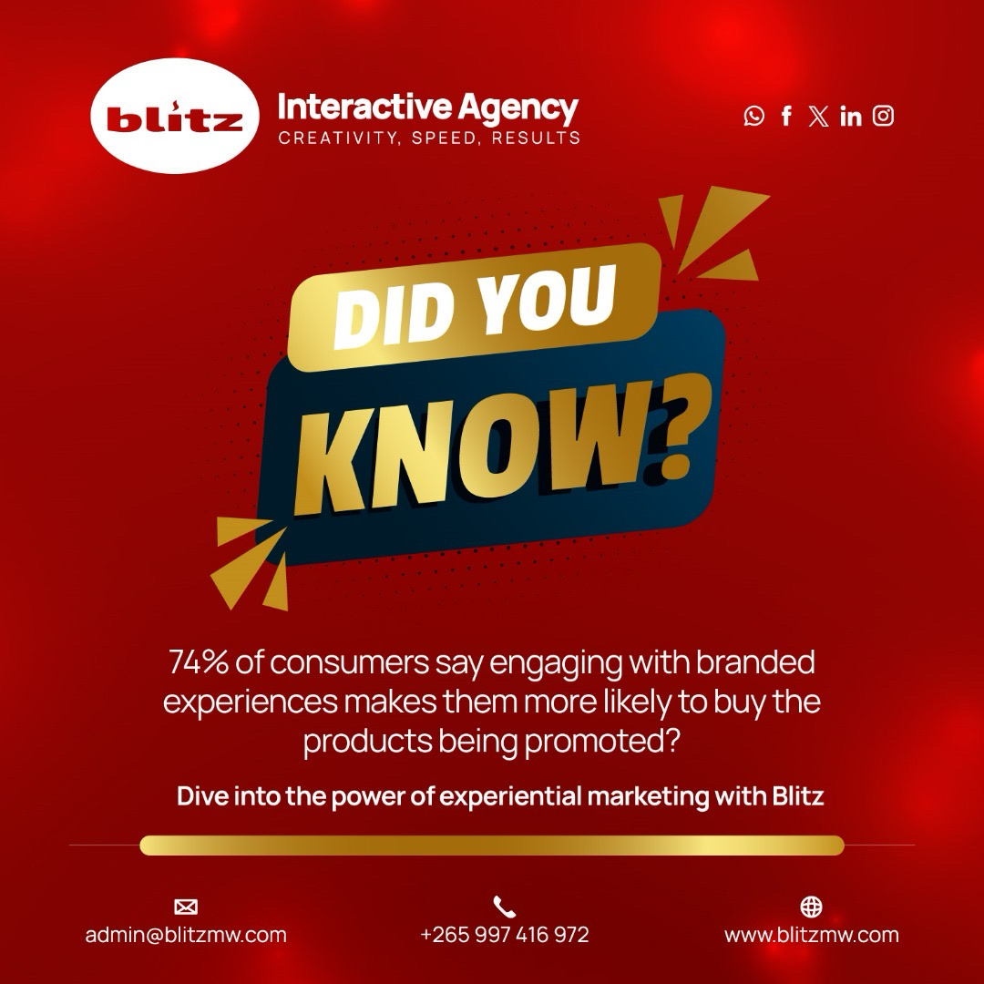 BlitzMw's tweet photo. Did you know that 74% of consumers say engaging with branded experiences makes them more likely to buy the products being promoted? 

Dive into the power of experiential marketing with Blitz Interactive Agency! 

#MarketingTips #IndustryInsights #BlitzInteractive https://t.co/hnL237uPu2