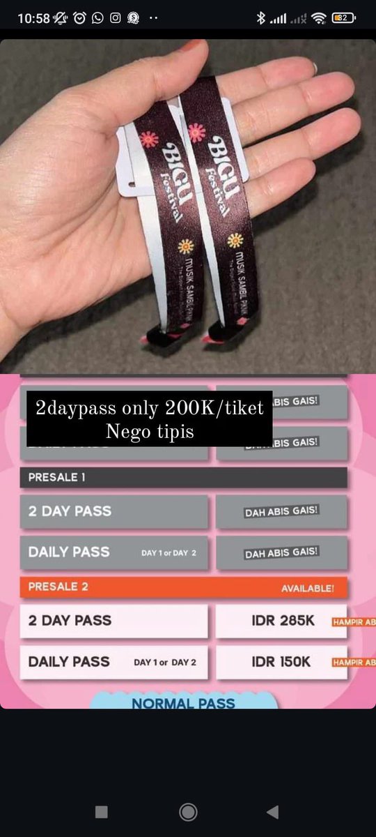 andinitj16's tweet photo. wts bigu fest 2daypass ada 2 tiket minat dm #wts #zonauang #festival #Zonajajan https://t.co/00tjL15H0c