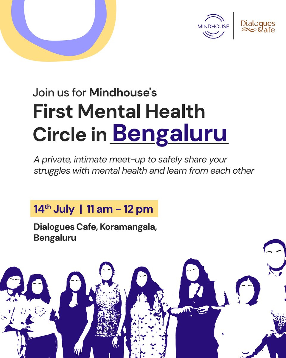 MindhouseHQ's tweet photo. Join us for our very first Mental Health Circle in BENGALURU

We’re hosting a Mental Health Circle on 14th July 2024 at Dialogues Cafe, Koramangala, Bengaluru. Registrations are now open here: https://t.co/C28zVJpUtp https://t.co/KGUyzqorYG