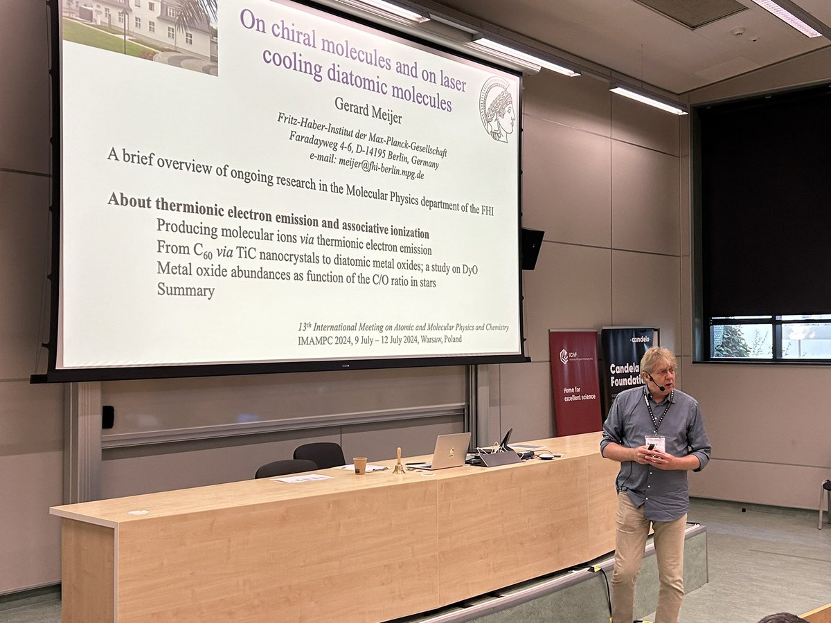 We start the 13th International Meeting on Atomic and Molecular Physics and Chemistry organized at <a href="/UniWarszawski/">Uniwersytet Warszawski</a> in collaboration with <a href="/ICHF_PAN/">IChF PAN</a> and <a href="/CandelaNGO/">Fundacja Candela</a>
The first lecture is given by Prof. Gerard Meijer from the Fritz Haber Institute of the Max Planck Society <a href="/fhi_mpg_de/">Fritz Haber Institute of the Max Planck Society</a>