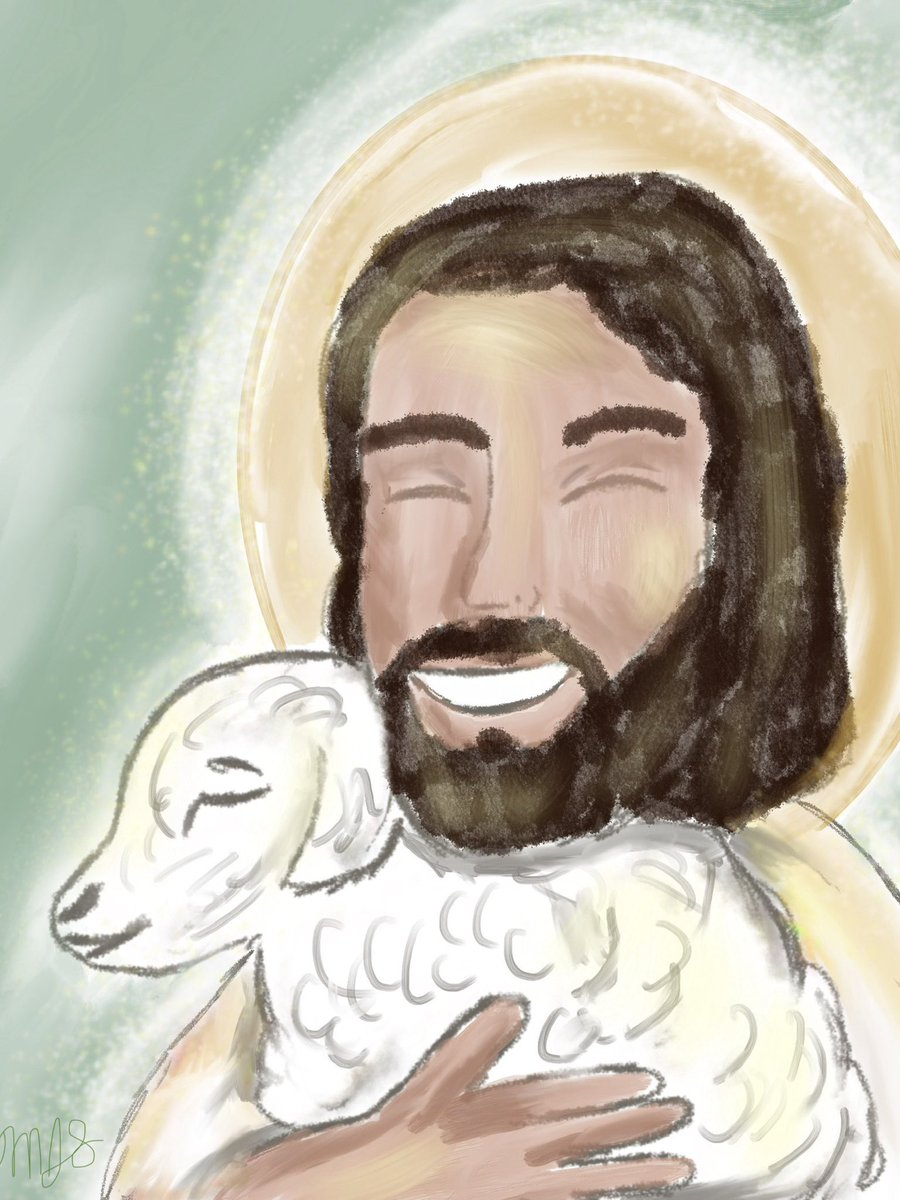 j_schlotter's tweet photo. That moment when the lost sheep comes home 😀 #thegoodshepherd #jesus #faith #catholic #catholicchurch #religiousart #religiousartwork #catholicillustrator https://t.co/c6FEghOP1X