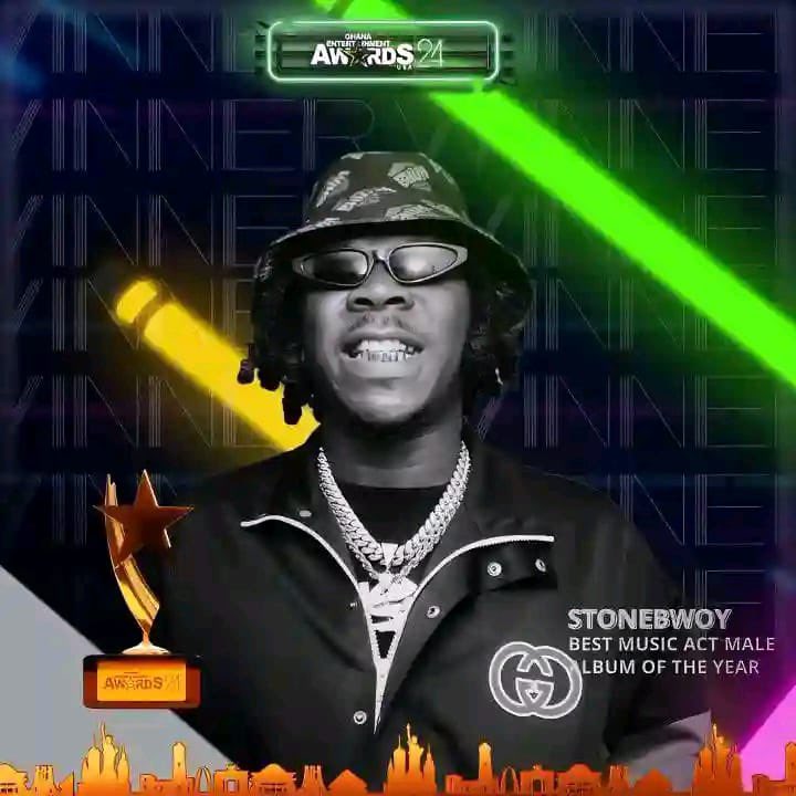 Dadaburniton's tweet image. Best 𝐌𝐮𝐬𝐢𝐜 𝐀𝐜𝐭 𝐌𝐚𝐥𝐞 &amp;amp; ‘𝐀𝐥𝐛𝐮𝐦 𝐎𝐟 𝐓𝐡𝐞 𝐘𝐞𝐚𝐫’ At The 2024 Ghana Entertainment Awards USA.
  Well deserved 
Congrats @stonebwoy 🐊❤️🔥
#20plenty #OVERLORD 
#YourBody #BhimNationGlobal