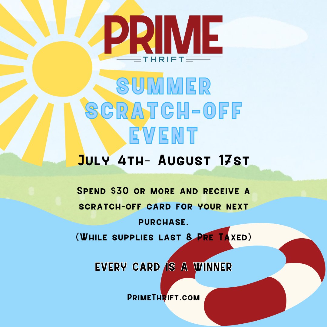 Our Summer Scratch Off is happening now, until supplies run out!