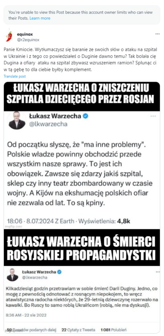 Bohater naszych mendiów.  Rejtan wolności słowa. Ograniczył dostęp do tego co publikuje, ale Internet pamięta.