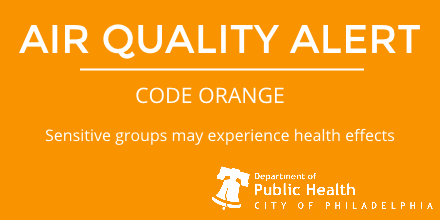 BREAKING: Today, July 9, 2024, has been declared a CODE ORANGE Ozone Action Day in Philadelphia. Protect your health during Air Quality Action Days by limiting strenuous outdoor activities.

Learn more about air quality: ow.ly/Fz1j50EV6qw