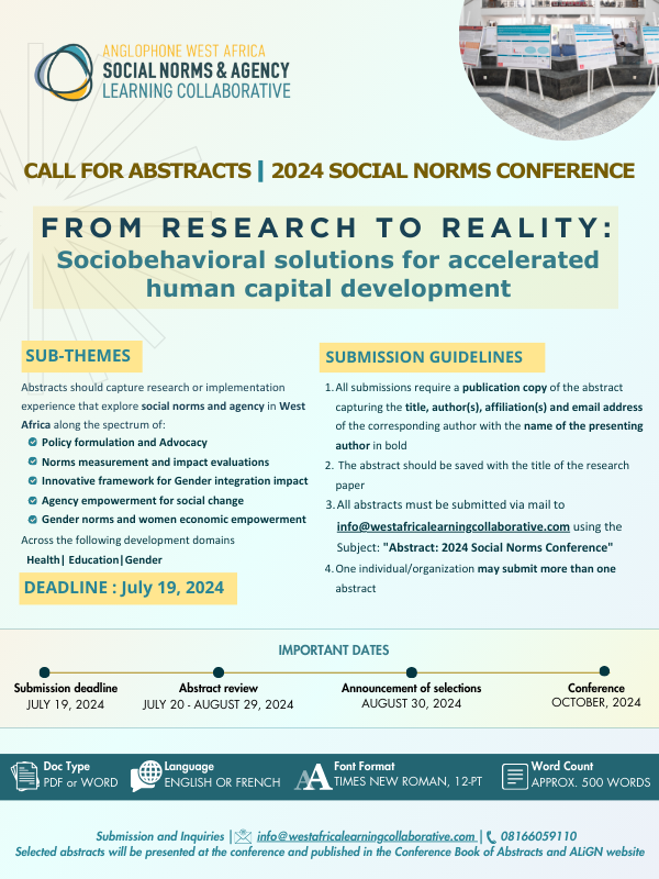 LC_SocialNorms's tweet image. 📢 The #CallforAbstract Submissions is closing in 10days

Are you a #researcher with groundbreaking work on #socialnorms? This is your chance to share your insights with a room full of key stakeholders at the prestigious #2024SocialNormsConference!

Here&apos;s what awaits you: 👇🏾