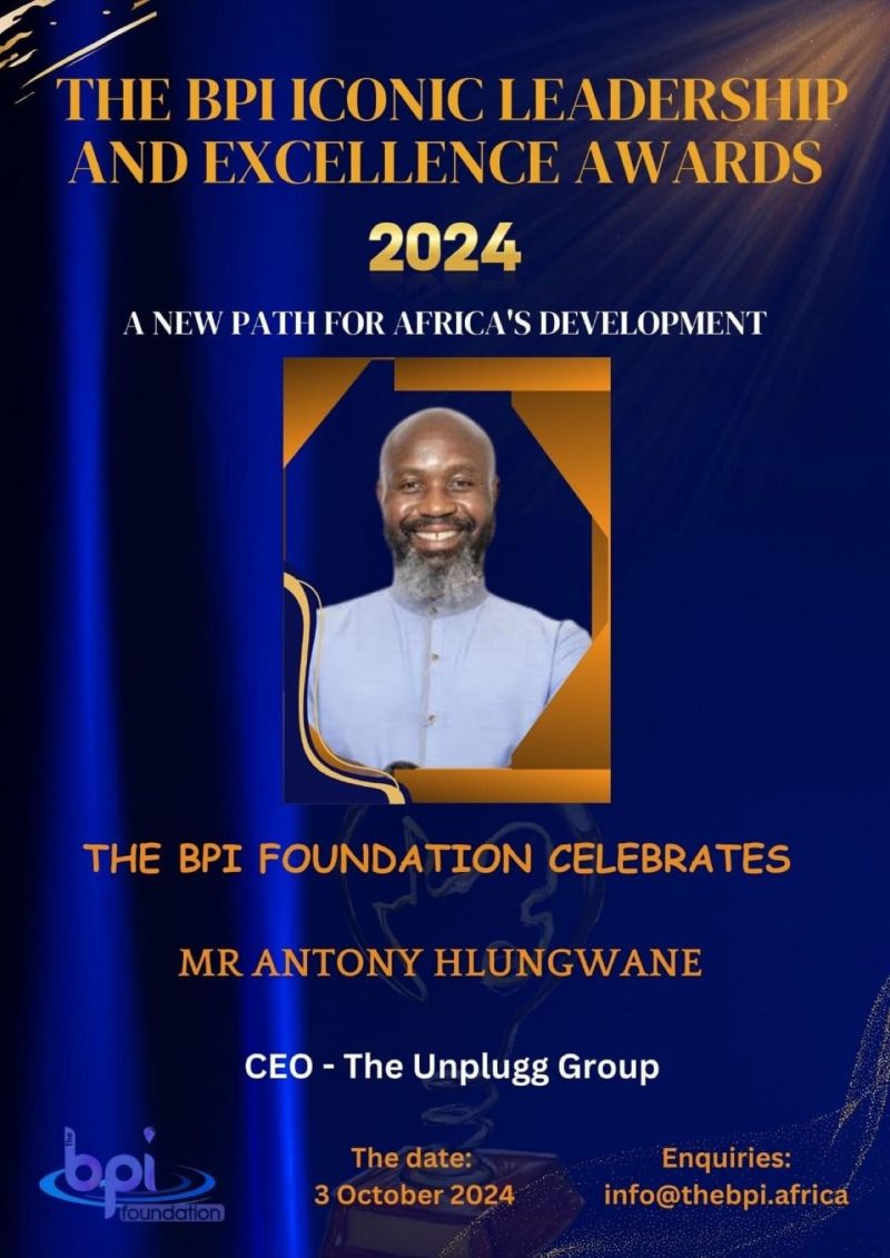 Congratulations goes to our Chairman, Antony Hlungwane and thanks to  The BPI foundation for his recognition.