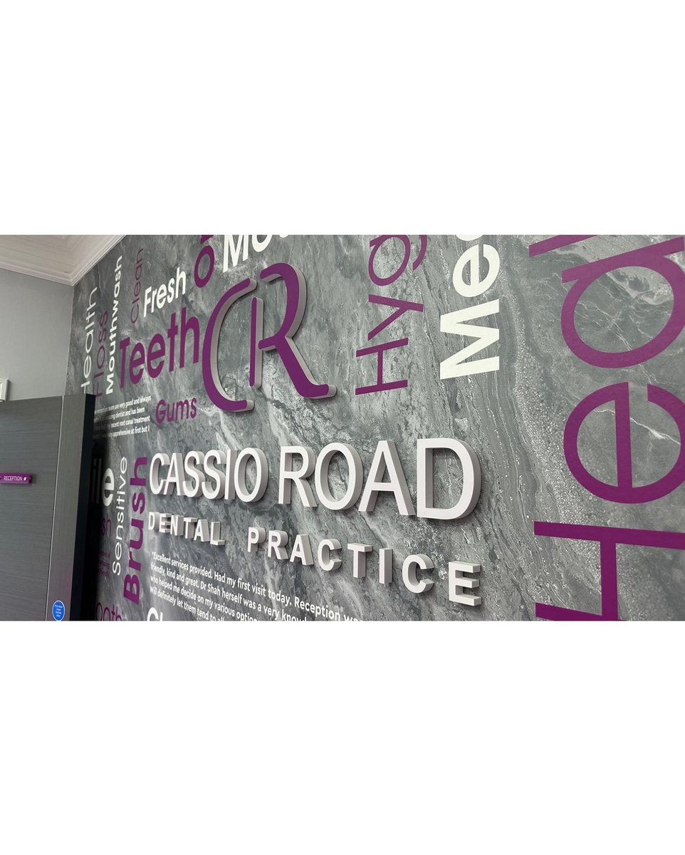 STRAWBERRYCLDN's tweet photo. Neon Sign, Wall Graphics with 3D Letters and much more designed, manufactured and installed by our team for Cassio Road Dental Practice.
.
.
.
.
#sign  #strawberrycreative #london #londoncity #unitedkingdom #wembley #wembleystadium #fretcut #signagemaker #3dletters #wallgraphics https://t.co/2xrRPuIc6W
