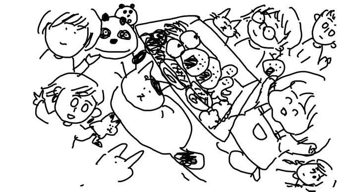 2歳児の言われるがままに描いたやつ
たぶん好きがたくさん詰まってる 
