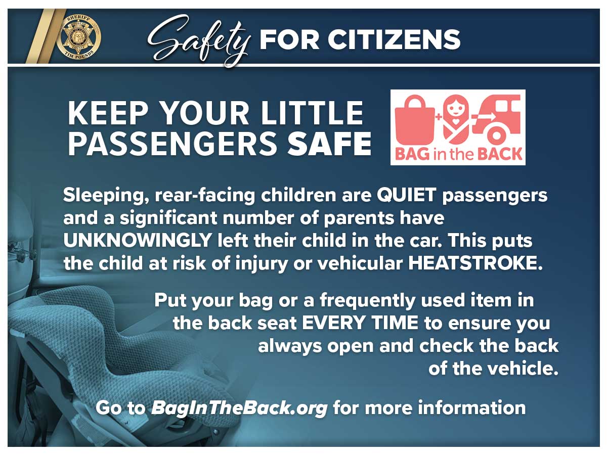 DCSheriffGA's tweet photo. Here is another reminder during this extremely hot time of year. Find a way to ensure that you won't forget...
#SafetyForCitizens #BagInTheBack #HotCar #DCSO https://t.co/5vgl0f9PAZ