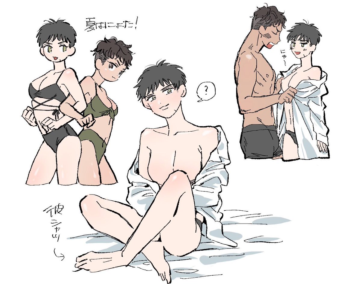 hpumhp1's tweet photo. リョ三(どっちも女体化していたりする) https://t.co/c2wnIyM9kd