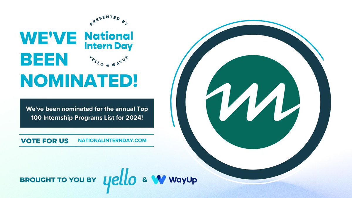 paultdecker's tweet photo. Some news! Mathematica is in the running to be one of Yello/WayUp's Top 100 Internship Programs of 2024 (vote here: https://t.co/hAQ2gbQQA0). Want to learn more about internships at Mathematica? Here's a great resource: https://t.co/sN2cEwcvzh https://t.co/bt5ItybrnE